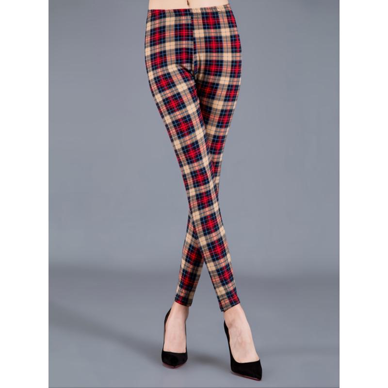 

Plaid Milk Silk Leggings (L 72959) Small червоний