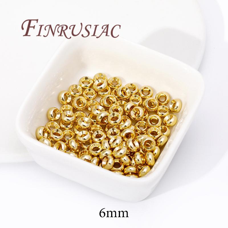 4mm 5mm 6mm 8mm Spacer Bead For Bracelets 18K Gold Plated Separator For Beads, DIY Jewelry Making Accessories