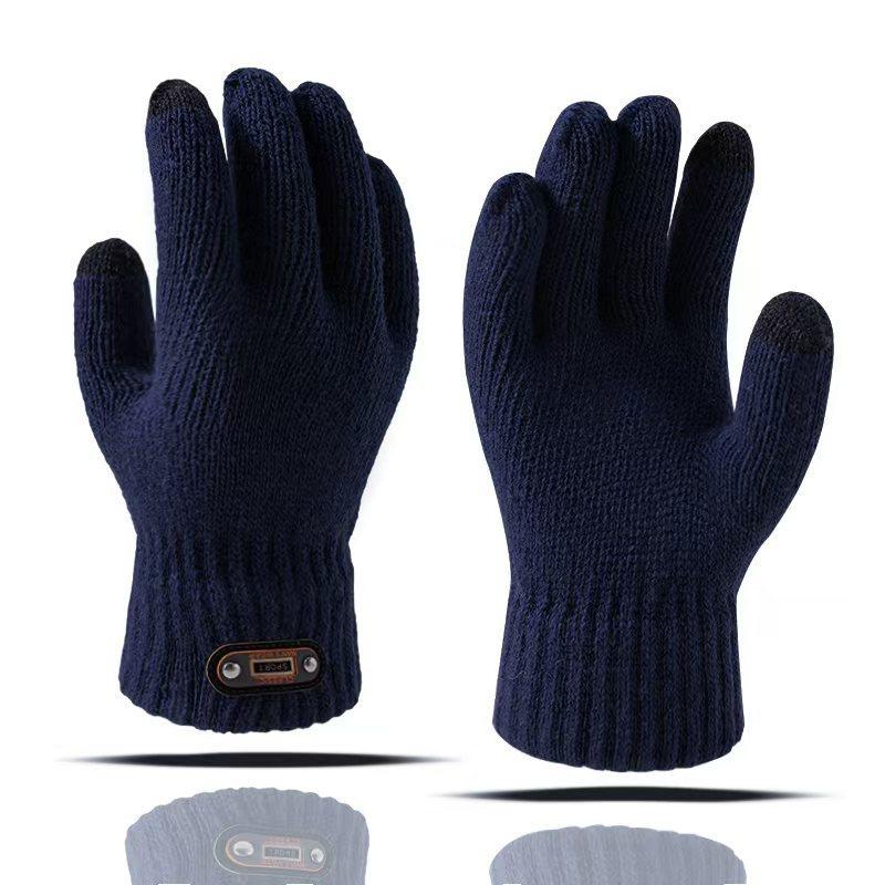 Men's gloves winter thickened warm plush wool winter cold cycling autumn and winter knitted new models
