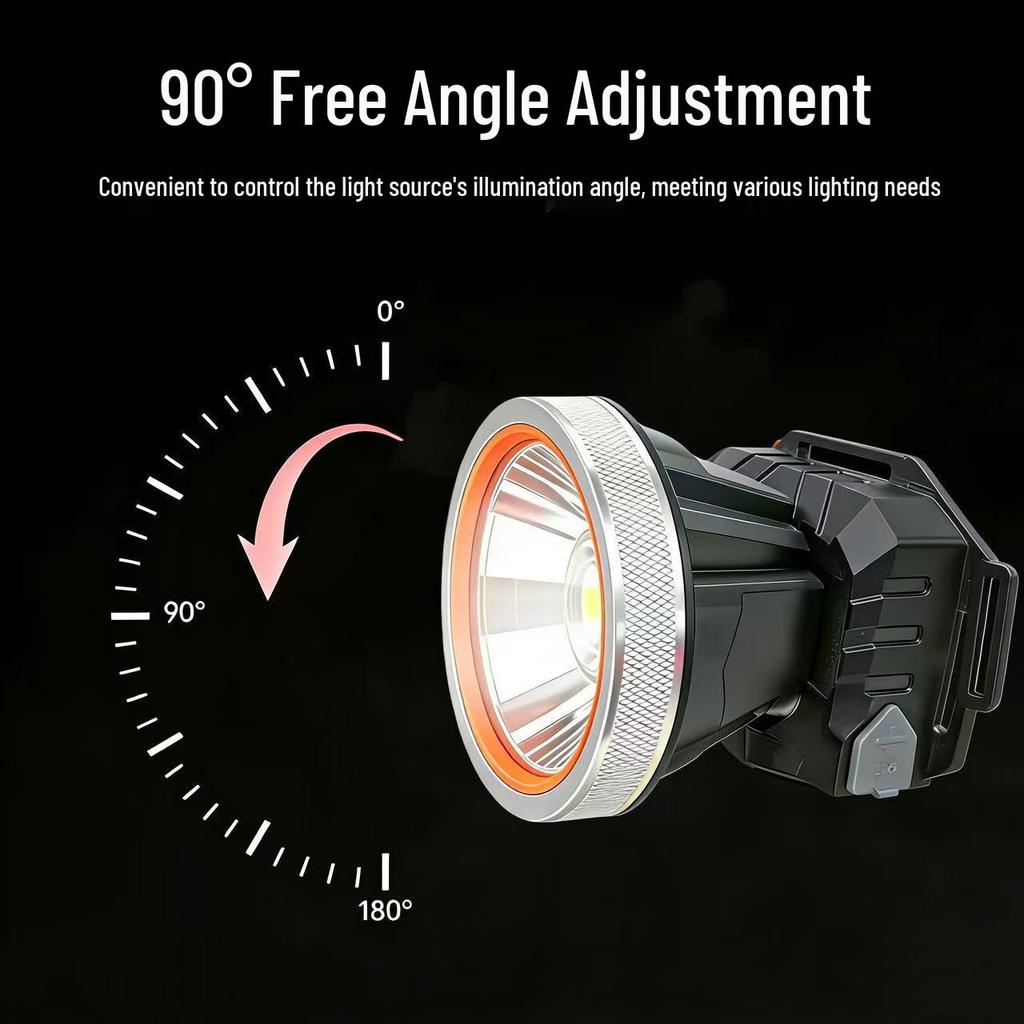 Rechargeable LED Headlamp: Super Bright, Long-range Light for Outdoor Night Fishing and Mining.