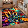 Trippy Mushroom Flor Mat Rug Psychedelic Forest Pattern Non Slip Floor Mat for Living Room Bedroom Hippie Home Decor Carpet