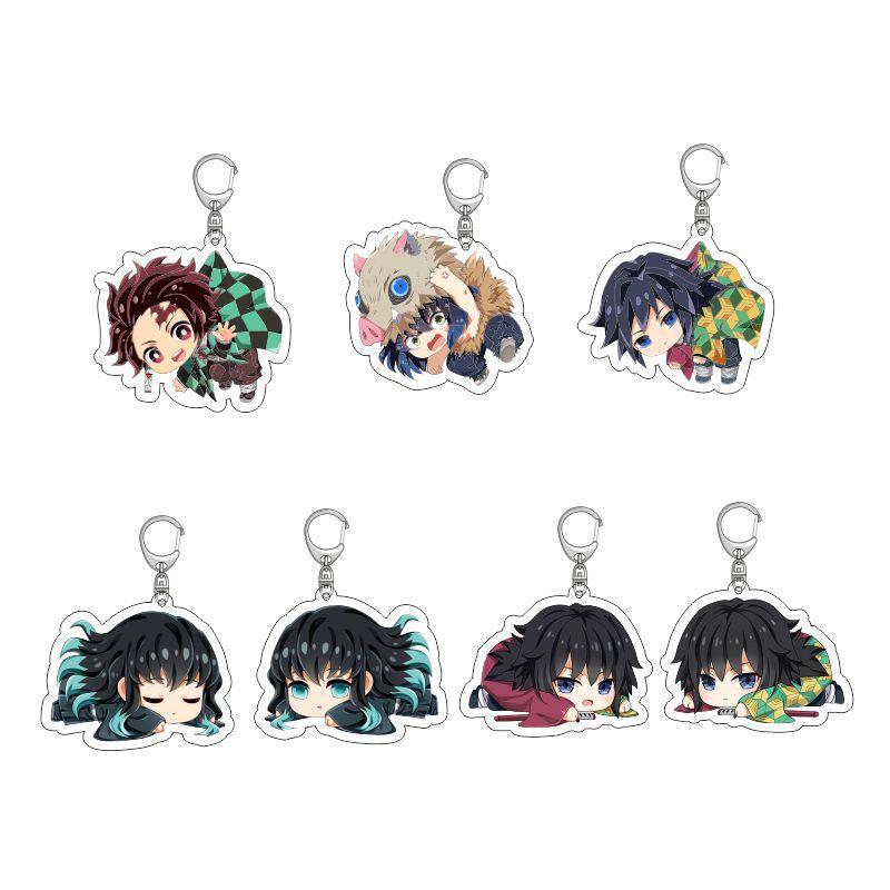 Anime Acrylic Keychain Pendant Demon Slayer Kimetsu No Yaiba Accessories Creative Ornament Hanging Charm Gift For Fans Cosplay Carry Mini Lightweight