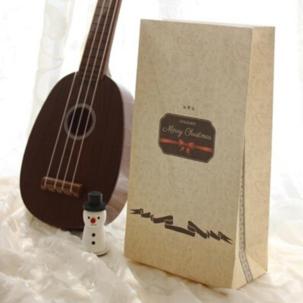 4Pcs Kraft Paper Retro Atmosphere Cute Candy Baking Christmas Gift Paper Bag
