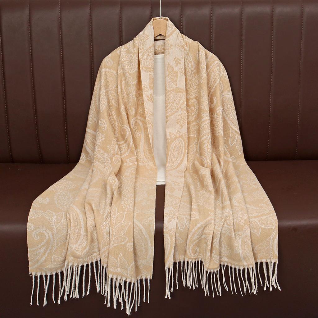 Fashion Jacquard Pashmina Scarf Tassels  Style Big Shawls Woman Autumn Warm Wraps Cape Female Thick Blanket 185*70cm