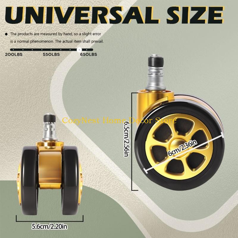 92MF 2.5Inch Office Chair Casters Shock Absorbing Smooth Rollers for Easy Movement