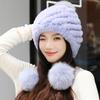 New Fur Hat Female Winter Rex Rabbit Hair Fashion Versatile Warm Ear Protection Fox Hairball Sweet and Cute