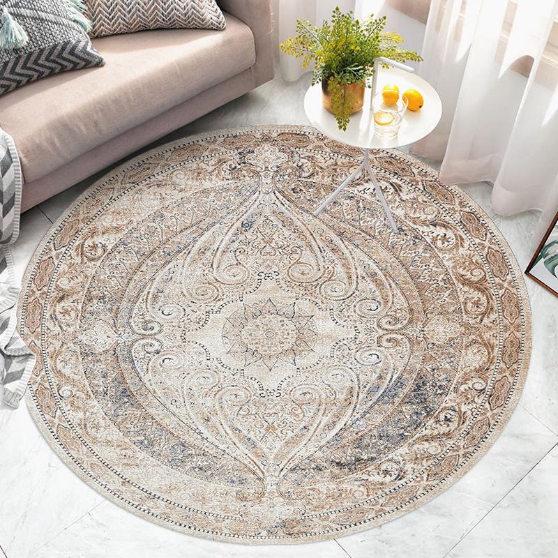National Style Circular Living Room Carpet Bedroom Bedside Mat Dressing Table Computer Chair Floor Mat