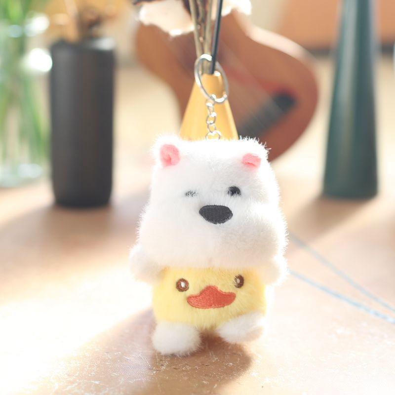 Plush Soft Adorable Samoyed Dog Pendant Keychain Perfect For Bags And Keyrings