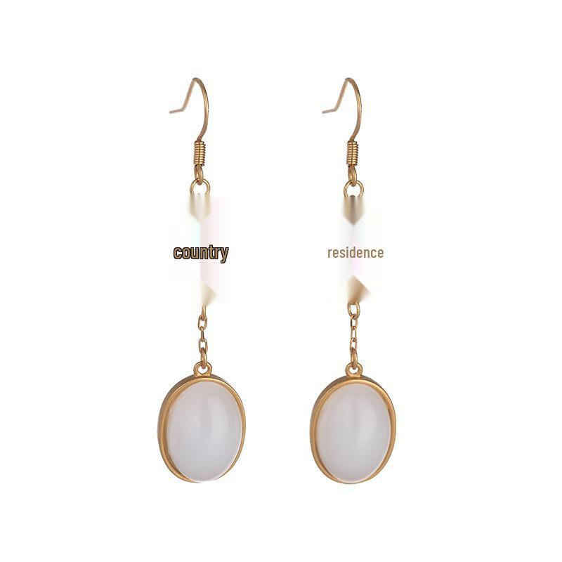 Double Happiness White Jade Earrings - Palace Design for a Slimming Round Face Look