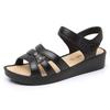 Women's Summer New Wedges Hollow Out Sandals Open Toe Thick Sole Non Slip Light Velcro Washable Middle Aged And Elderly Sandals