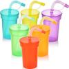 1/2/4Sets Expandable Siphon Straw Cup 6 Color Plastic Juice Mug with Leakproof Lid Portable Travel Home Kids Water Bottle Cup