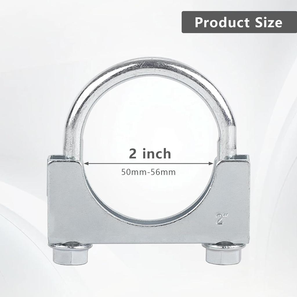 LCGP 2" Heavy Duty U Bolt Clamps Saddle Type Anti-Corrosion 2 Pack Muffler Clamps