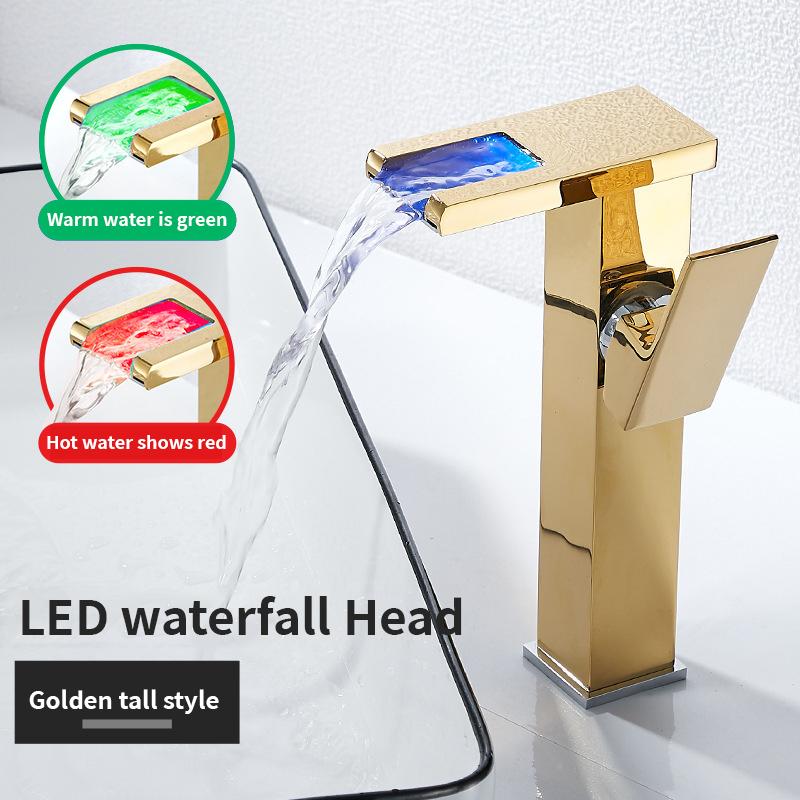 HLK Factory Supplier Automatically Intelligent Color-changing Brass Basin Faucet Popular Cold and Hot Water Household Faucet