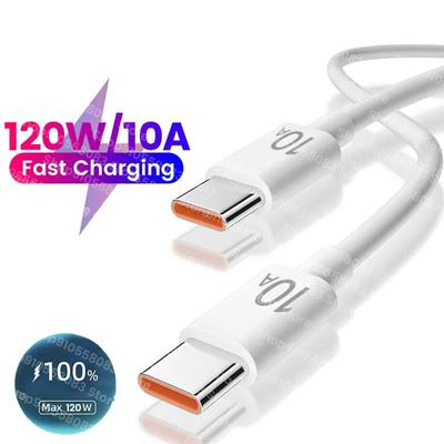 Cabo USB tipo C de carregamento super rápido 10A 120W para iPhone 16 15 Huawei P60 P50 Cabo de dados USB C para Xiaomi Samsung Poco Redmi