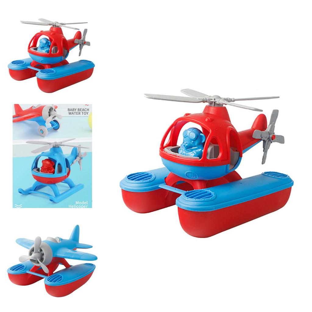 Avión de Juguete Modelo Avión Hélice Espiral de Plástico Dibujos Animados Avión de Playa Caza de la Segunda Guerra Mundial Helicóptero Rojo/Azul