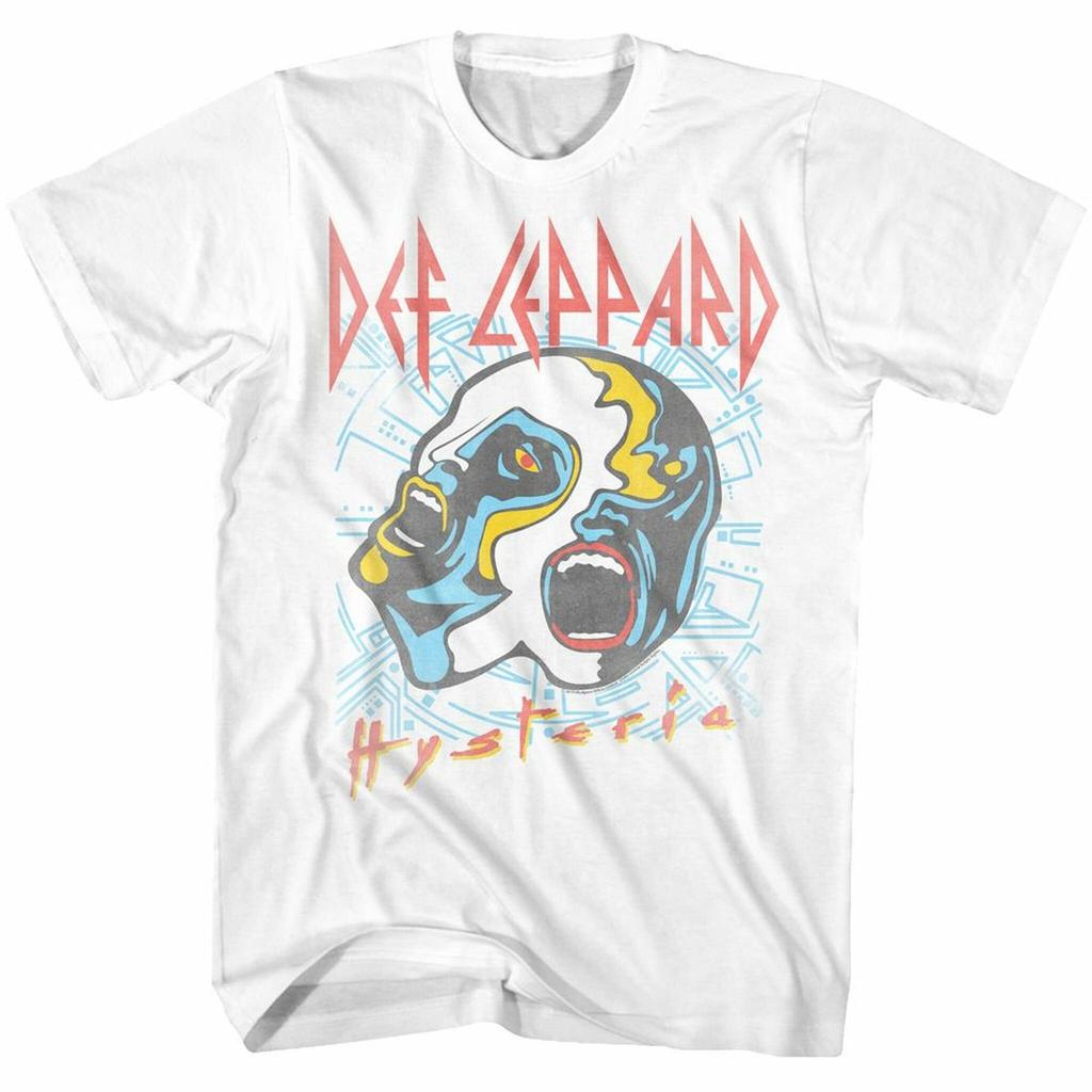 Def Leppard Faces White Adult T-Shirt