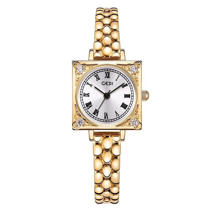 Retro High-Value Women'S Quartz Watch Medieval Exquisite Small Square Plate Women'S Watch Light Luxury Waterproof Women'S Watch