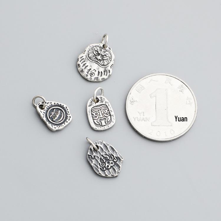 S925 Sterling Silver Tibetan Bodhidharma Pendant for DIY Bracelet or Necklace