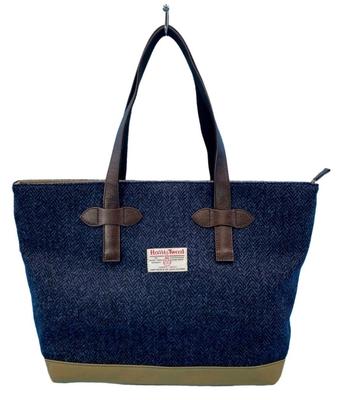 Et Harris Tweed x Paraffinleinen horizontaler Rindsleder-Reißverschluss oben [nature evoluer] Tragetasche, enthalten, (WG2422-NVH)