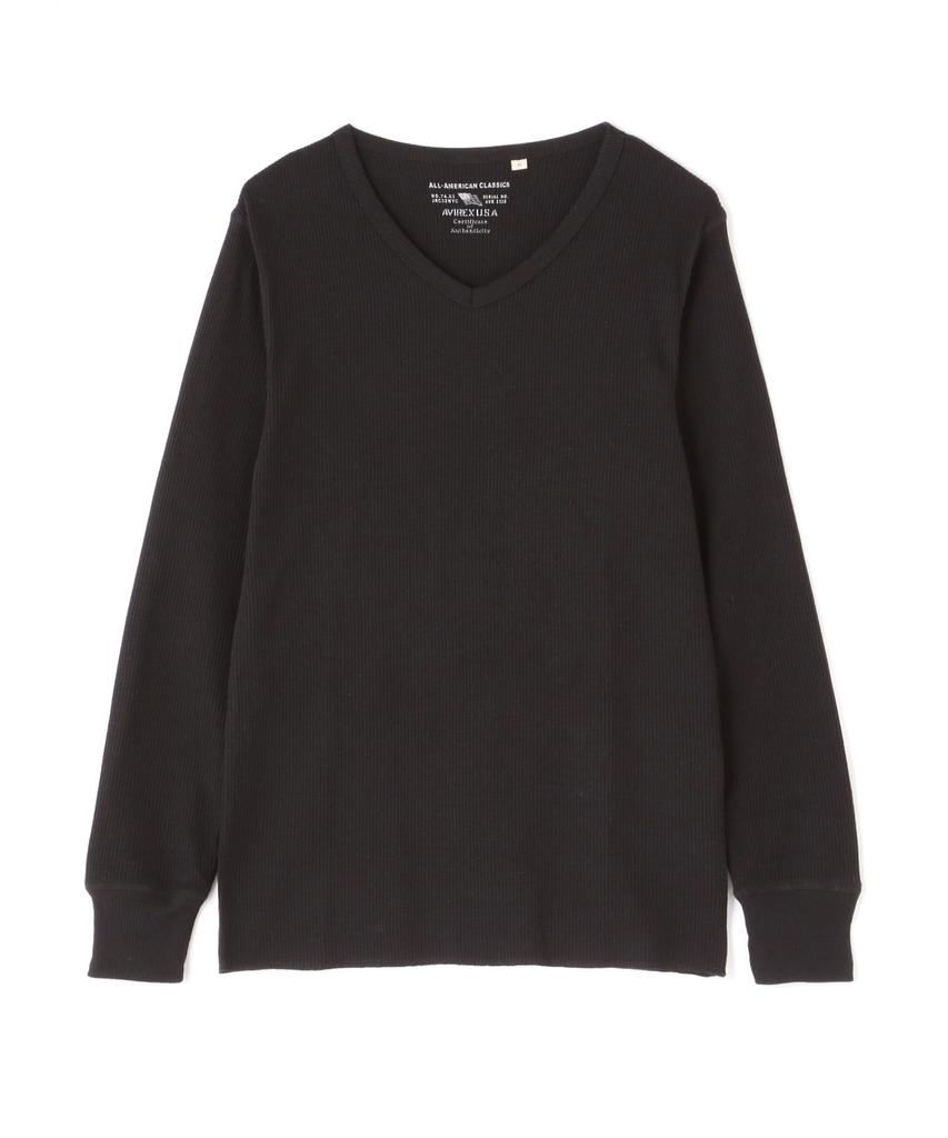 AVIREX DAILY L/S THERMAL V-NECK T-SHIRT 783-3930008 Black