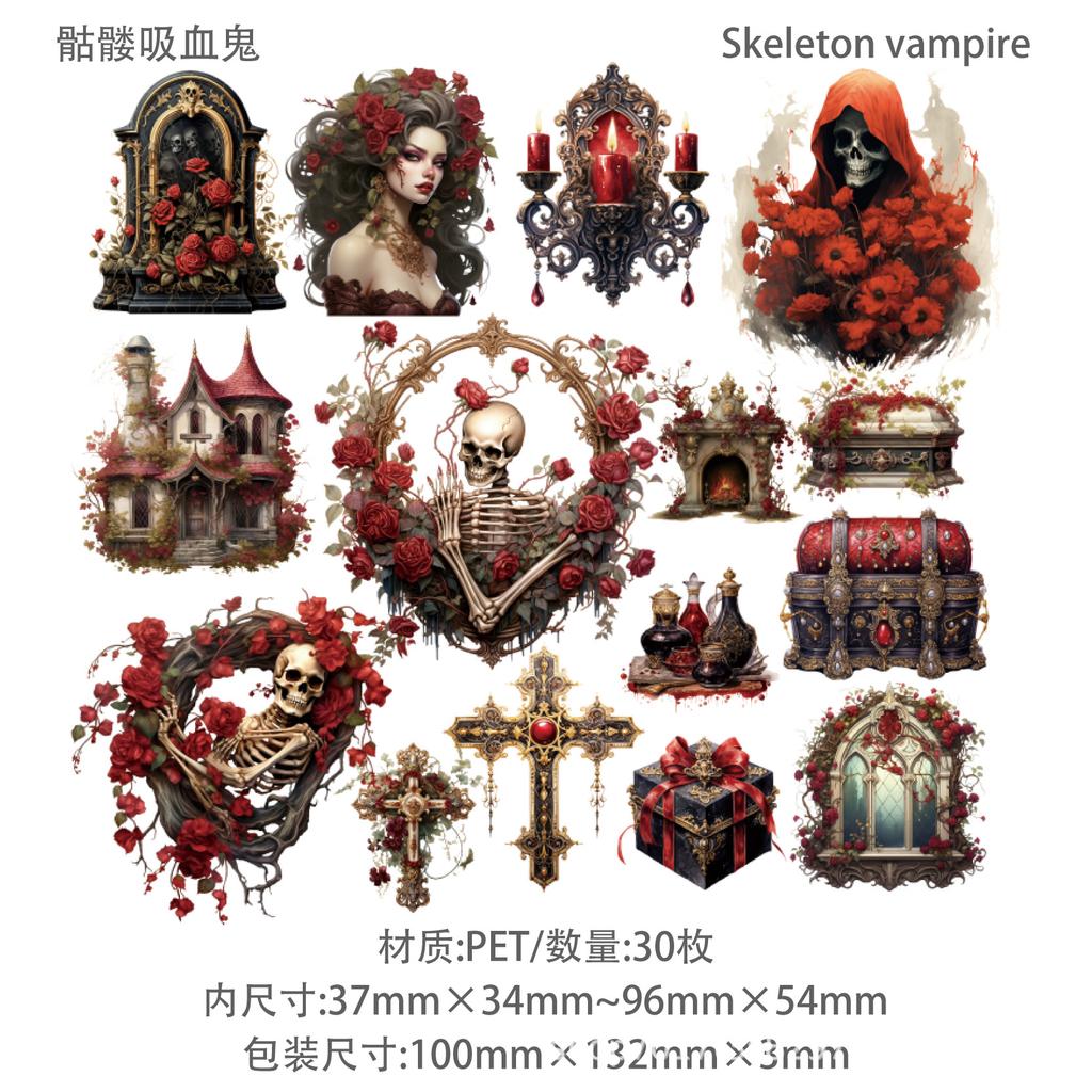 Vintage European Style Gothic Vampire Pet Stickers For Hand Account Diy Craft Decoration