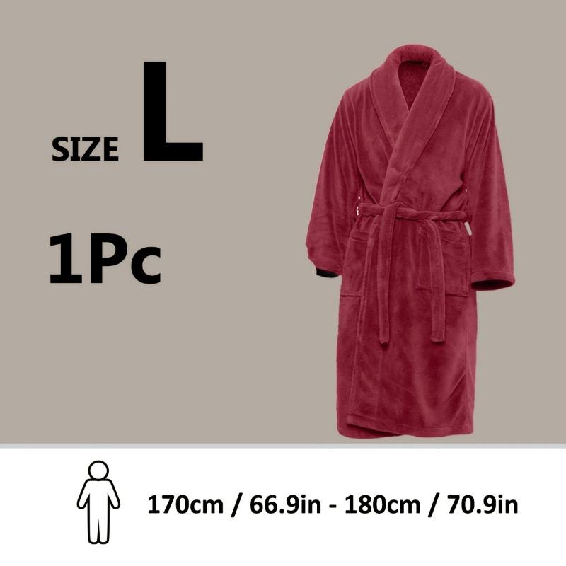 1PC Unisex Thickened Coral Fleece Bathrobes, Men's and Women's Adult Bathroom Towels Apron Bedroom Shawl Collar Bathrobes