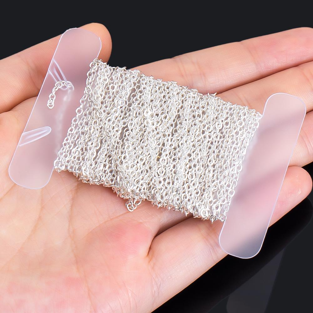 5M Bulk Silver Color Link Chain With Jump Rings Lobster Clasps Necklace Chains DIY Jewelry Making Supplie Necklaces Accessories