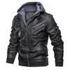 Men's Vintage PU Leather Motorcycle Jacket with Detachable Hood - Autumn/Winter