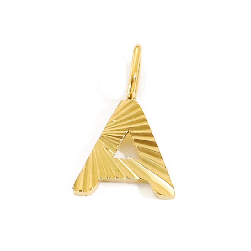 

CARLIDANA Stainless Steel Gold Plated Laser Pattern Letter Alphabet Initial Personalized Name Ripple Alphabet Necklace Pendant