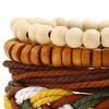 4 Pcs Beacelet Manual Braided Beads Decor Vintage Ethnic Style Four Layers Tassel Adjustable
