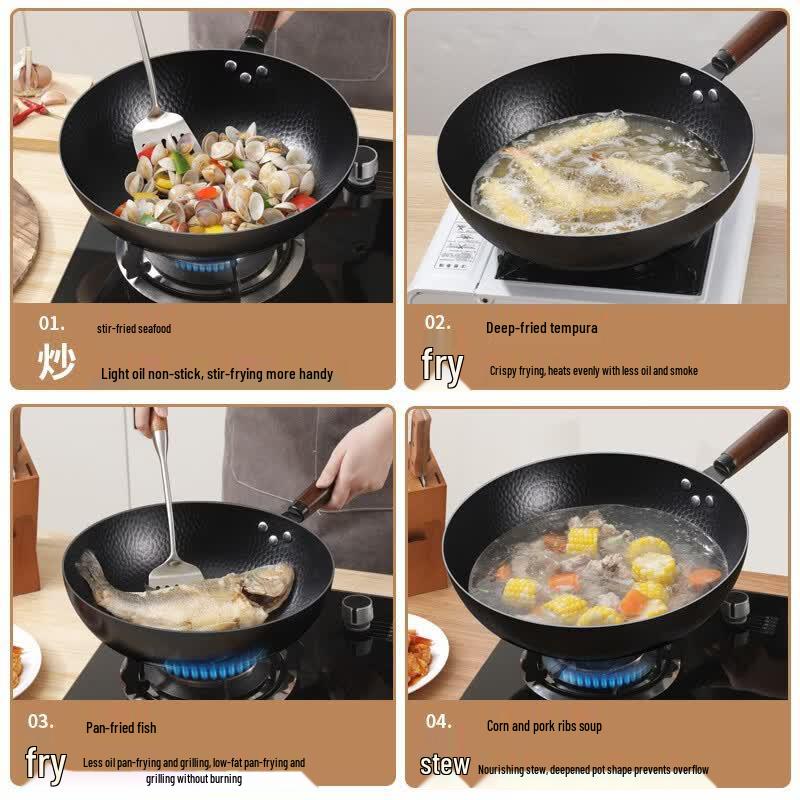 Sanshu Sanshen Hand-Forged Zhangqiu Iron Wok