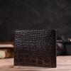 Original Men's Wallet Made of Genuine Textured Leather with Crocodile Embossing CANPELLINI 21784 Dark Brown