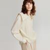 ELLE Unique And Beautiful French Design Long Sleeve Navy Collar Shirt Women tops Light-Yellow EM48639