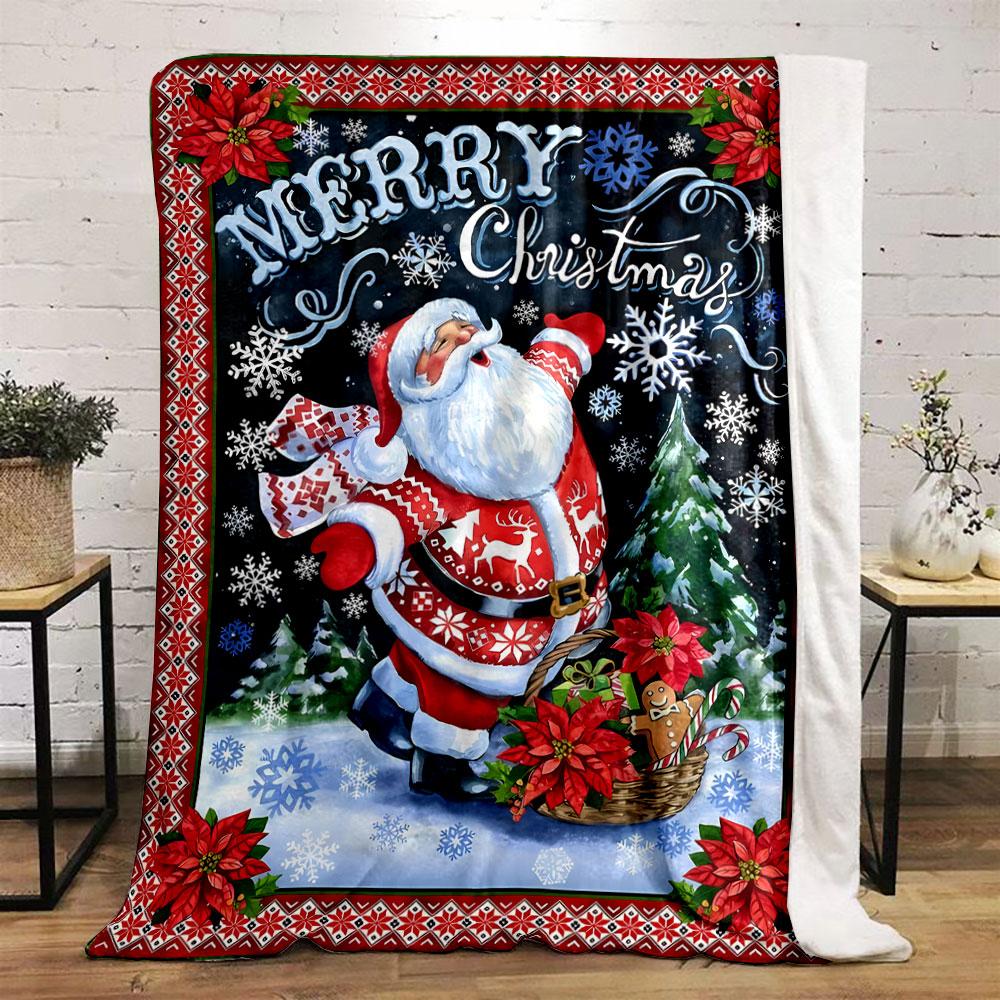 Merry Christmas Santa Claus PrintBlanket Bedroom Blanket for Livingroom Couch Lunch Break Soft Throw for Friend's Festival Gift