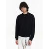 Blaexit American-Style Loose Round-Neck Short Sweater for Men, Winter Fleece-Lined Thick Black Knit Top