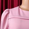 New Style Crew Neck Long Sleeve High Waist A-Line Dress Elegant Party Wear Solid Color  Dress