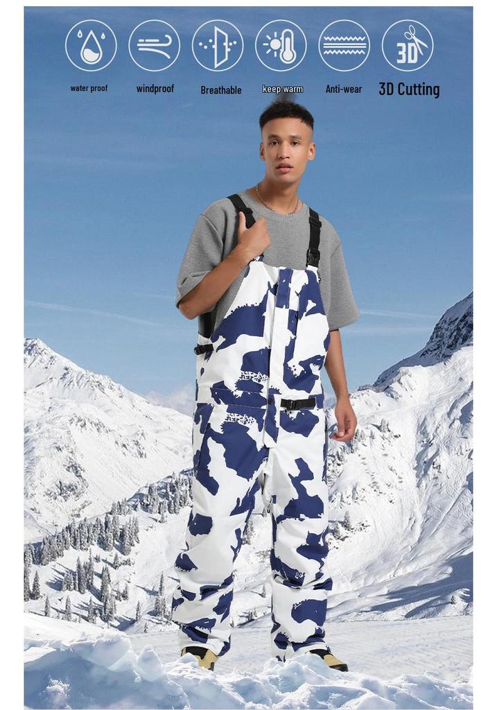 Unisex Waterproof Breathable Ski Bib Pants - Warm, Wear-Resistant Snowboard Suit