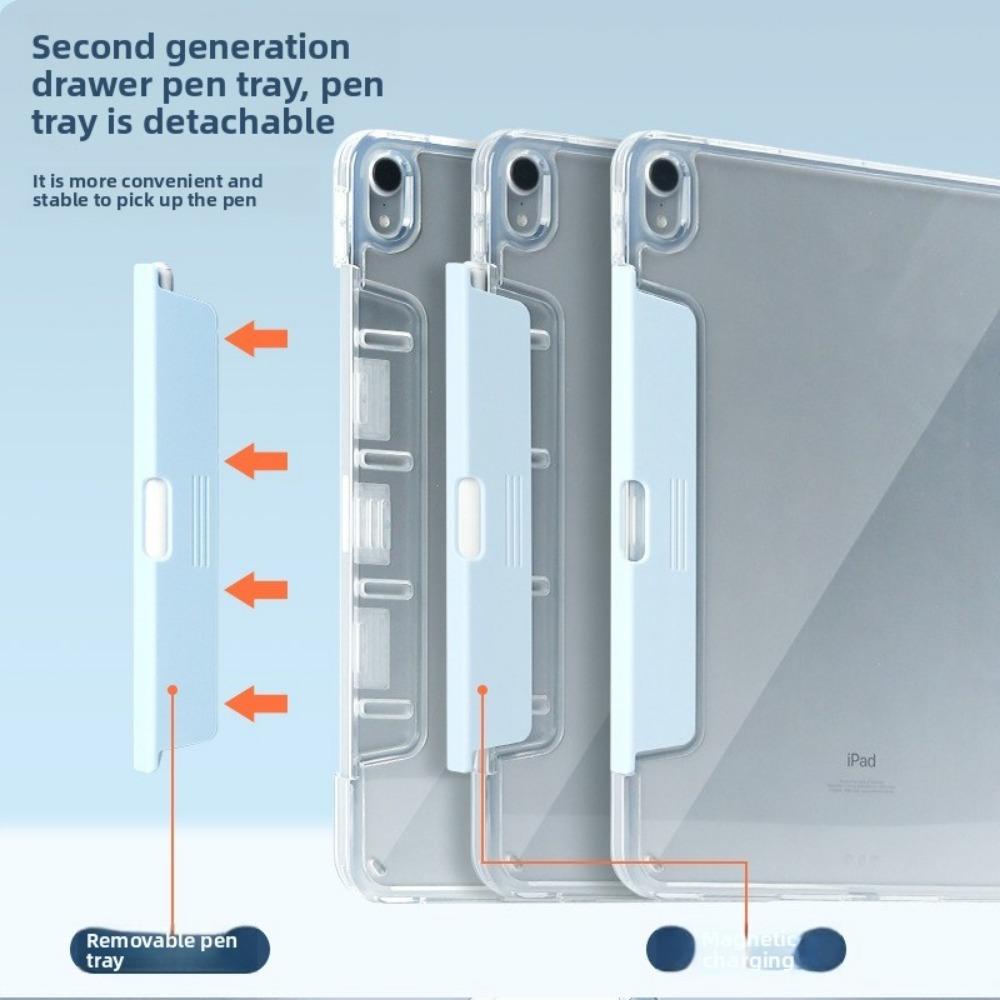 For iPad Air Protective Case with Drawer 4567 Versatile 3+Y Fold for Pro 11 Transparent 13 10 10.2 Inch