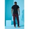Marineblaues, kurzärmliges Herren-Pyjama-Set mit Urban-Print