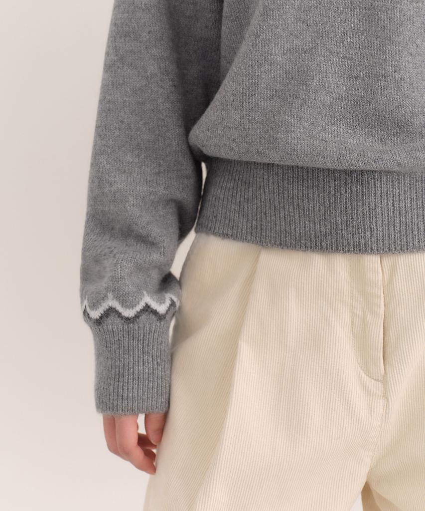 MUSINSA STANDARD WOMAN Women'S York Fair Isle Crew Neck Knit [Grey]