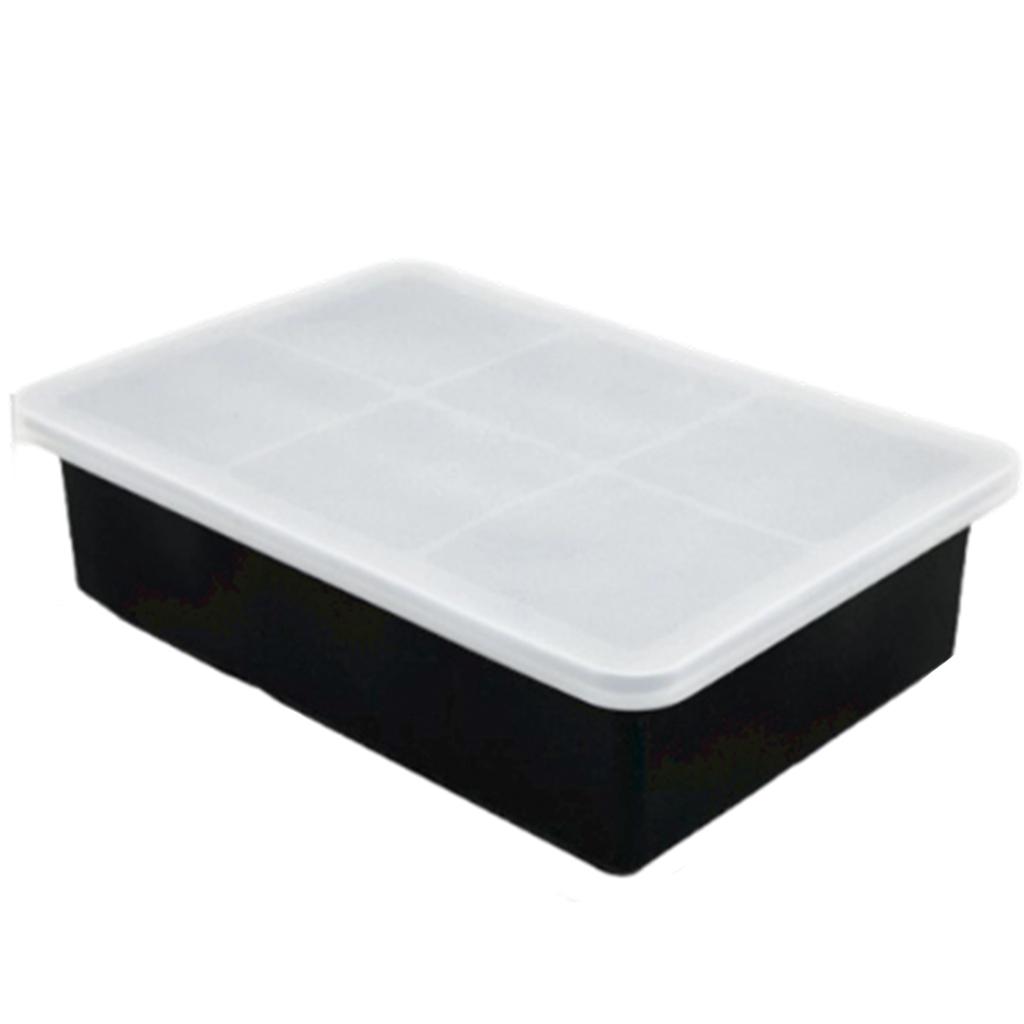 Square Ice Mold Tray With Lid, Silicone Ice Mold, Whiskey Square Ice Mold, Stackable With Lid, Easy To Release (Black).