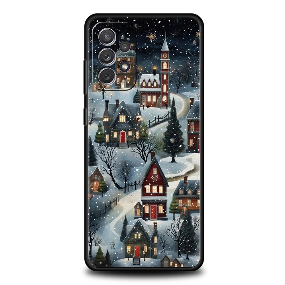 Phone Case for Samsung Galaxy A55 A53 A52 A52S A51 A41 A35 A32 A25 A23 A15 A13 Soft TPU Merry Christmas Beautiful Winter Snow