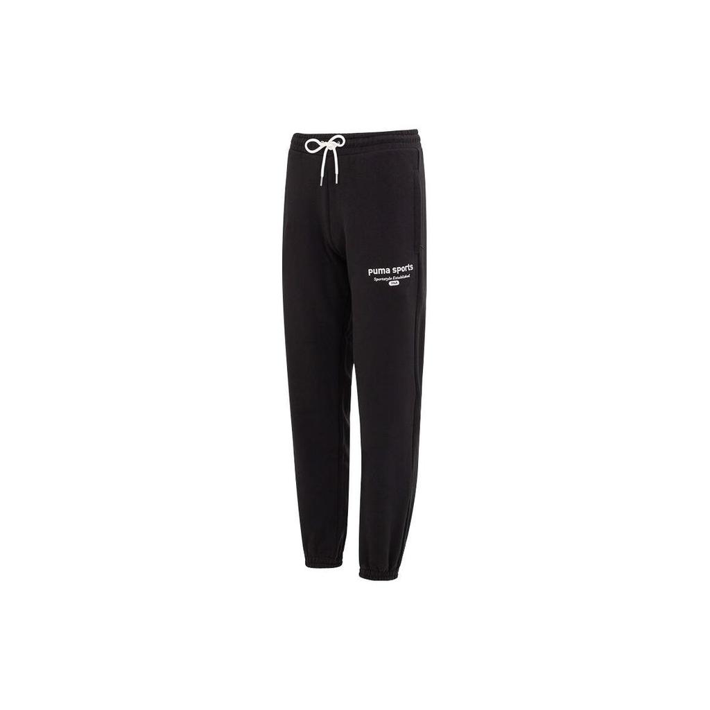 Puma Letter Print Sports Jogger Pants Men Bottoms Black 623419-01