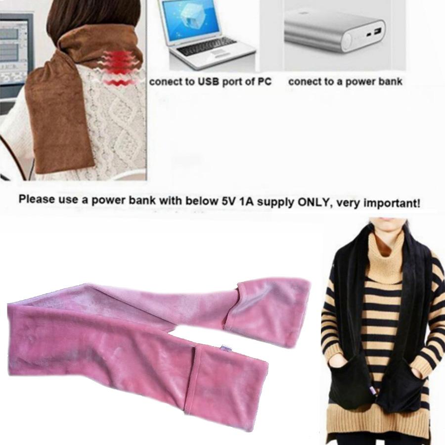 

Mink Fleece USB Heated Neck Wrap Winter Electric Heating Warm Scarf with Hand Pocket Sky Blue