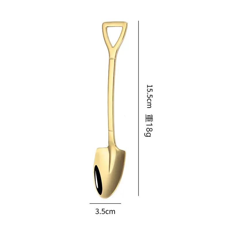 Stainless Steel Coffee Tea Scoops Creative Retro Shovel Scoop for Dinner Ice Cream Dessert Watermelon Kitchen Tableware Bar Tool TLY008