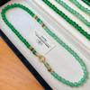 Retro Natural Chalcedony Dongling Jade Sandalwood Contrasting Collarbone Chain Necklace