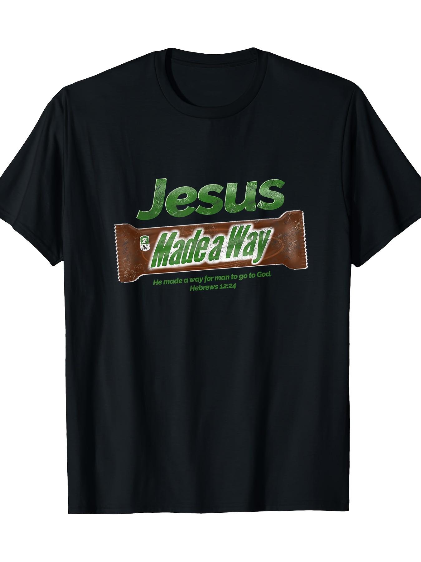 

Mens Black 100 Cotton TShirt with Jesus Made a Way Slogan Matthew 121 Design Soft Round Neck Short Sleeve 3XL