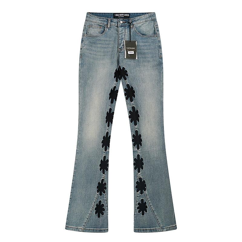 LOSTSHDWS Men's and Women's Spring and Autumn Flared Elastic Jeans Couple Jeans