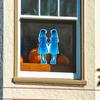 Yousheng Halloweenská samolepka na zeď Svítící ve tmě Strašidelná samolepka dvojčat Samolepicí Strašidelná filmová samolepka na okno do koupelny Hororové tématické večírky