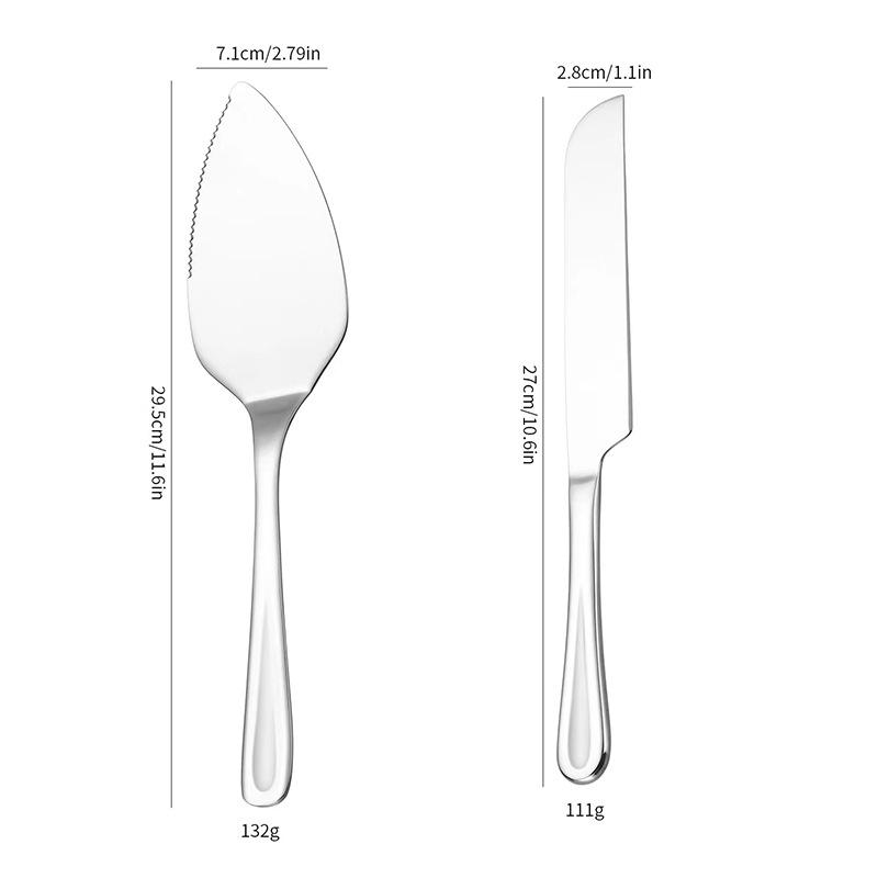 Lotus Pattern Stainless Steel Cake Knife & Spatula Set - 2-Piece for Birthday Cakes & Pizza in Gift Box